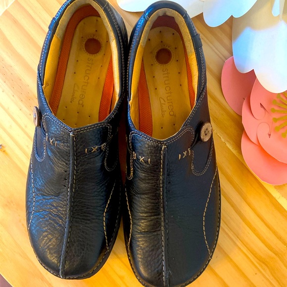 Clarks Unstructured 85071 Un Loop Black Leather Loafers Women’s US Size 10N - Picture 1 of 10